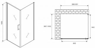 Душевой уголок ABBER Sonnenstrand 90x100см чёрный AG04090B-S100B